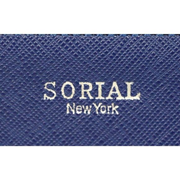 SORIAL BLUE GENUINE LEATHER CHAIN STRAP X-BODY CLUTCH SHOULDER BAG HANDBAG PURSE - Picture 2 of 9